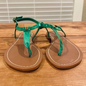 Lauren Ralph Lauren Asida Snakeskin Thong Sandals